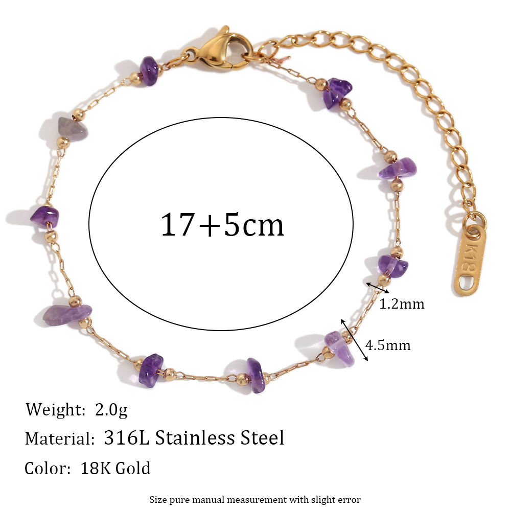 Stainless Steel Natural Stone 18K Gold Plated Elegant Basic Classic Style Irregular Plating Bracelets Necklace display picture 2