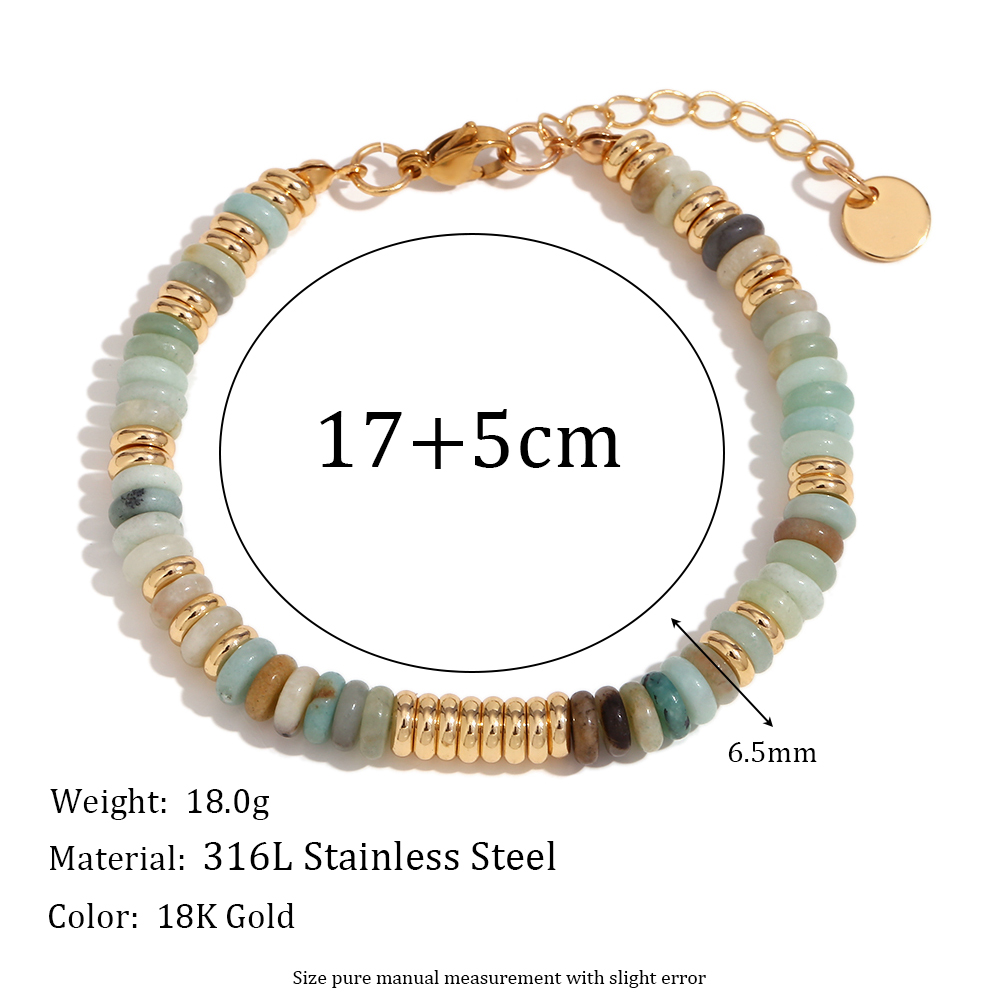 Stainless Steel 18K Gold Plated Elegant Vintage Style Geometric Beaded Bracelets display picture 2