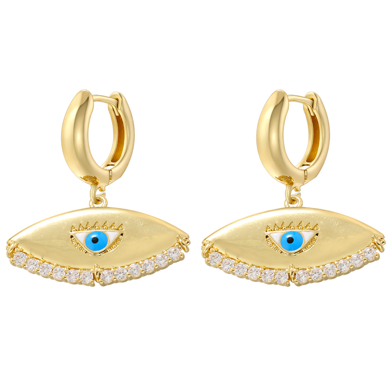 1 Pair Casual Streetwear Triangle Eye Plating Inlay Copper Zircon 18K Gold Plated Drop Earrings display picture 6