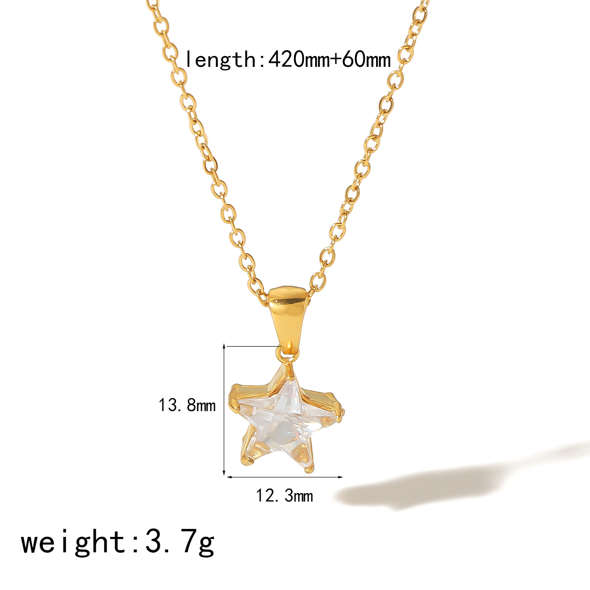 304 Stainless Steel 18K Gold Plated Simple Style Classic Style Polishing Plating Inlay Pentagram Zircon Pendant Necklace display picture 5