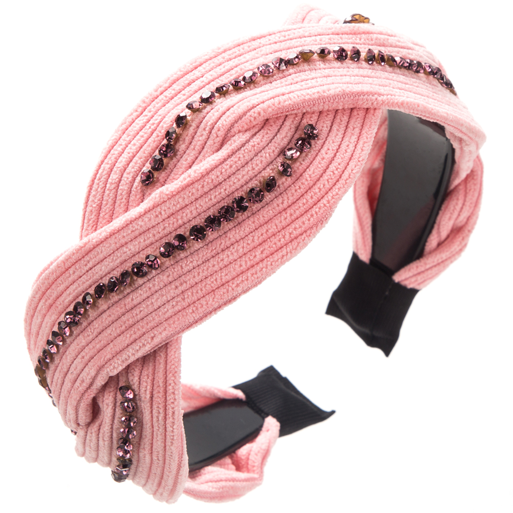 Women's Casual Modern Style Color Block Cloth Criss Cross Inlay Rhinestones Hair Band display picture 11