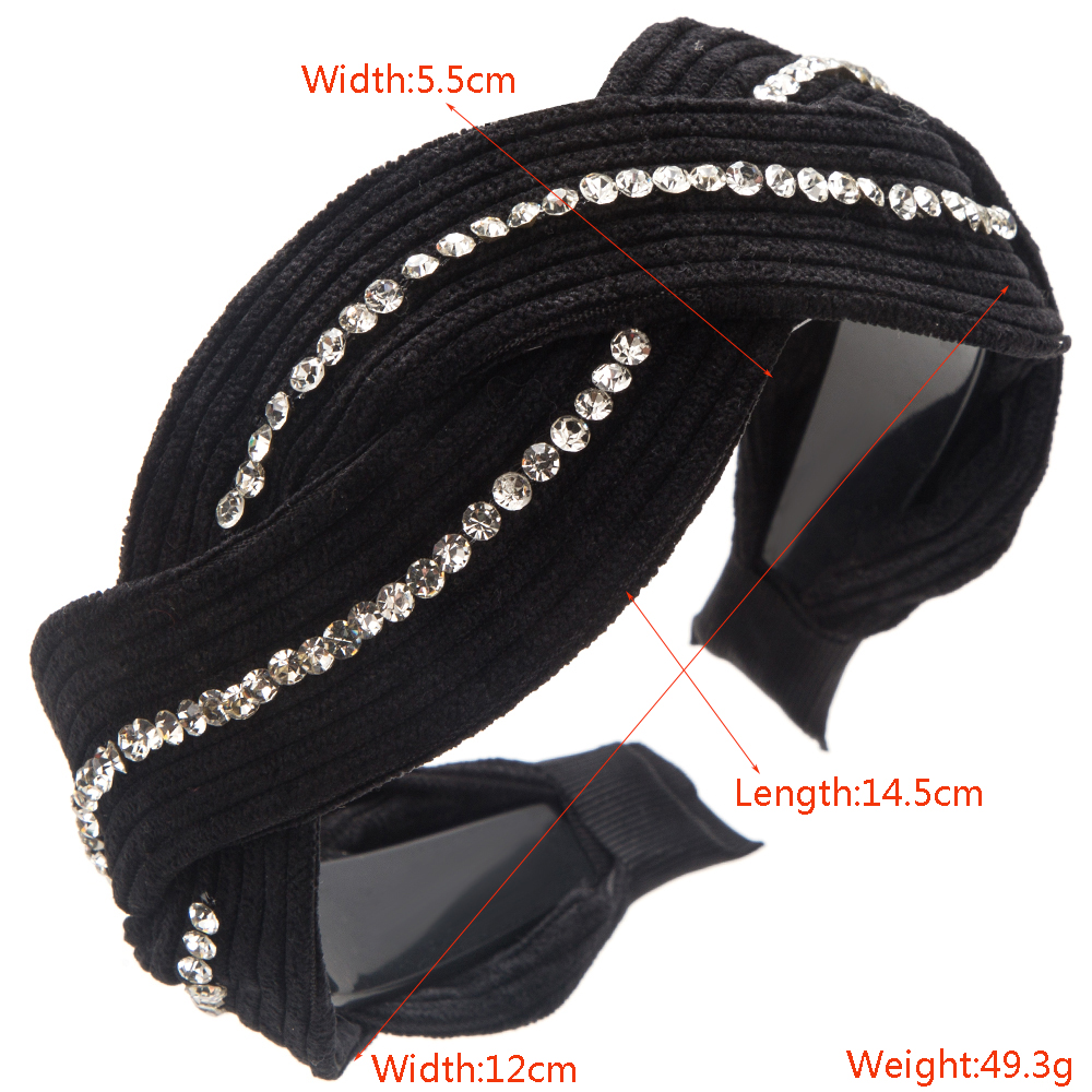 Women's Casual Modern Style Color Block Cloth Criss Cross Inlay Rhinestones Hair Band display picture 1