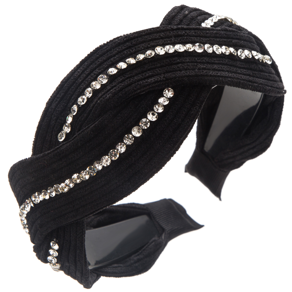 Women's Casual Modern Style Color Block Cloth Criss Cross Inlay Rhinestones Hair Band display picture 8
