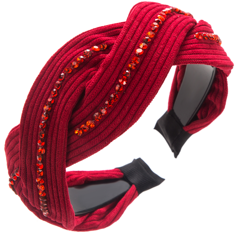 Women's Casual Modern Style Color Block Cloth Criss Cross Inlay Rhinestones Hair Band display picture 9