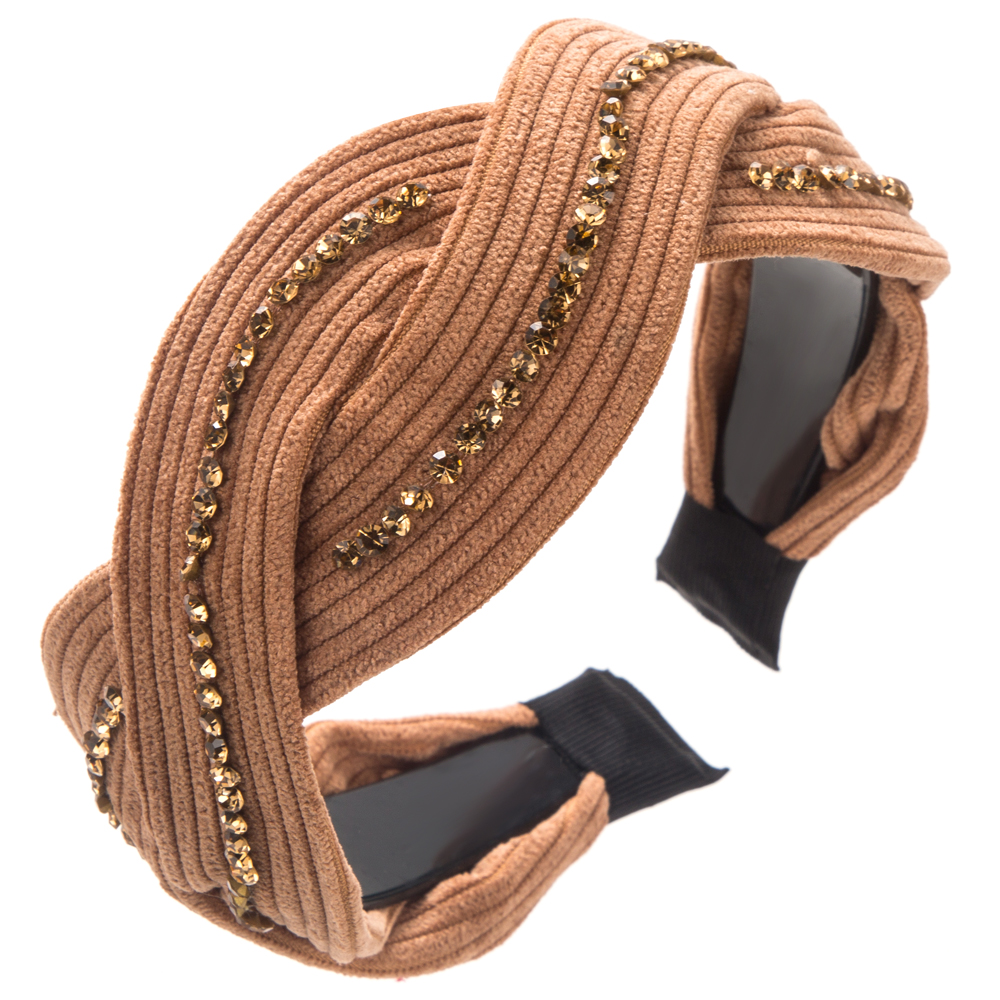 Women's Casual Modern Style Color Block Cloth Criss Cross Inlay Rhinestones Hair Band display picture 6