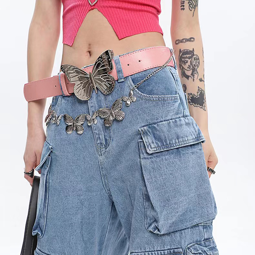 Streetwear Butterfly Pu Leather Ferroalloy Belt Buckle Women's Leather Belts display picture 1