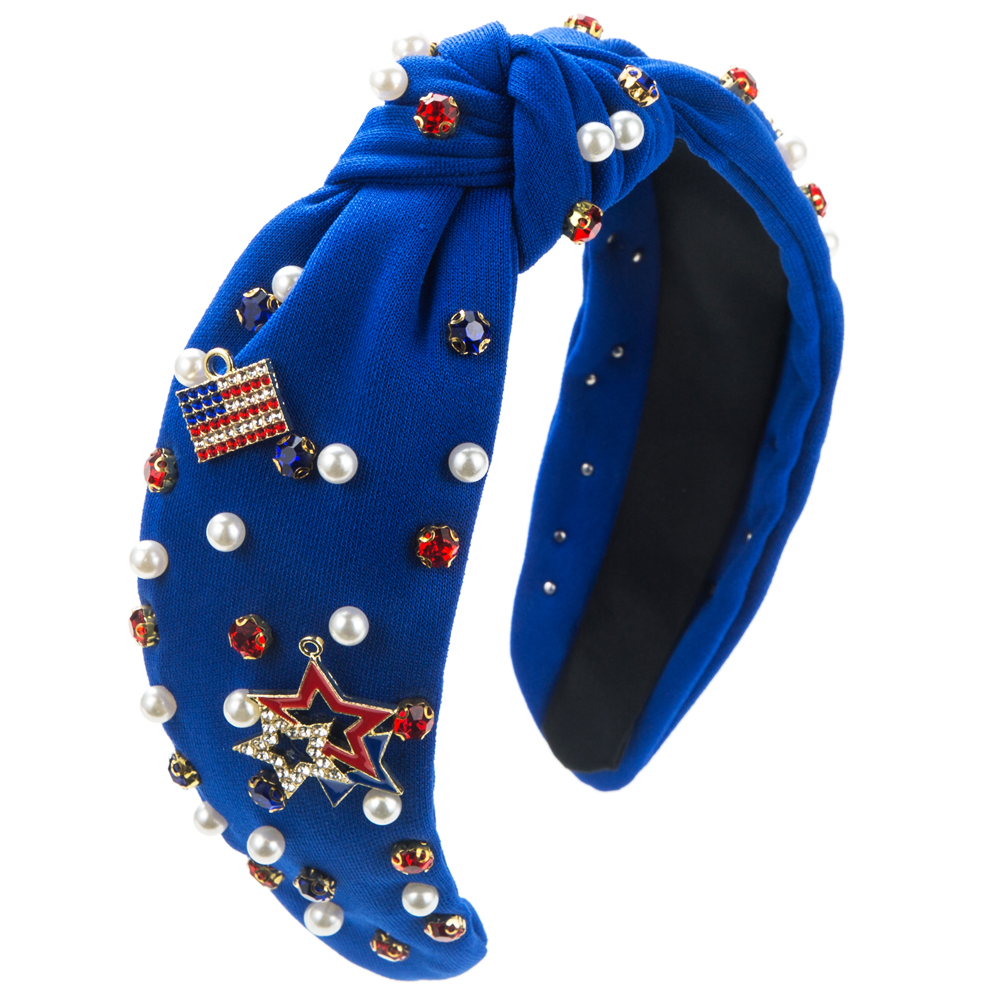 Frau Einfacher Stil Klassischer Stil Nationalflagge Tuch Inlay Strasssteine Perle Haarband display picture 8