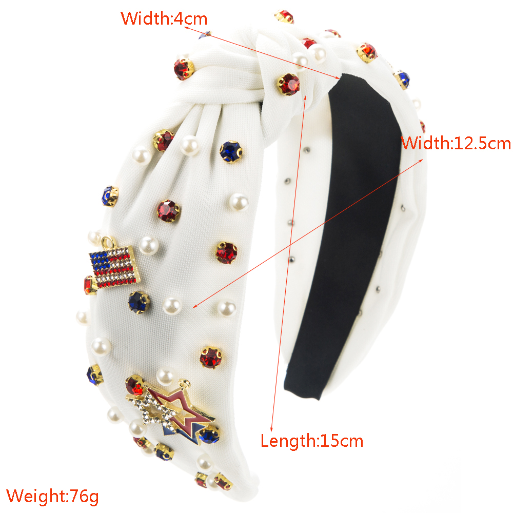 Women's Simple Style Classic Style National Flag Cloth Inlay Rhinestones Pearl Hair Band display picture 1