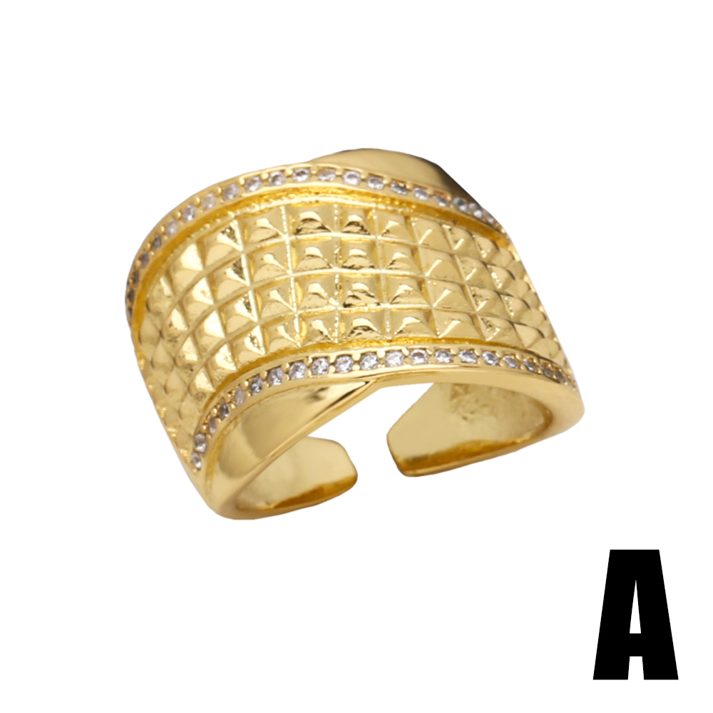 Wholesale Retro Geometric Copper Plating Inlay 18K Gold Plated Zircon Rings display picture 4