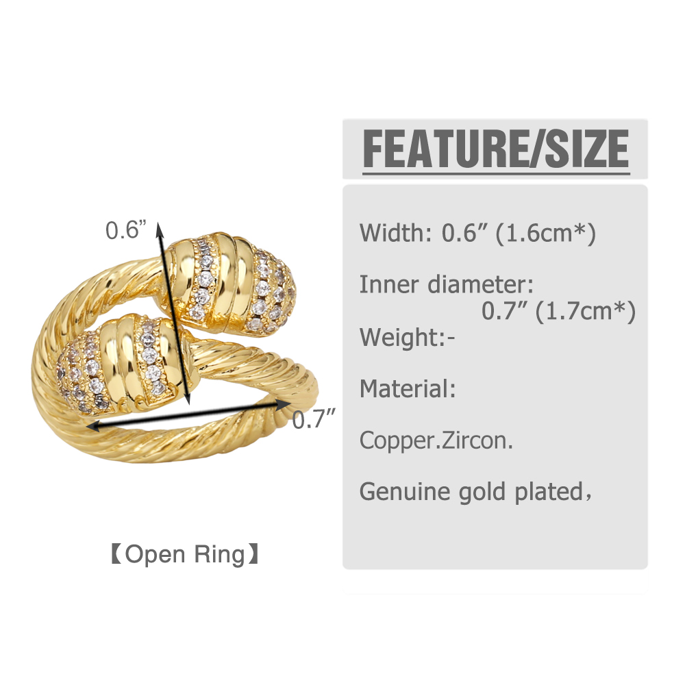 Wholesale Retro Geometric Copper Plating Inlay 18K Gold Plated Zircon Rings display picture 1