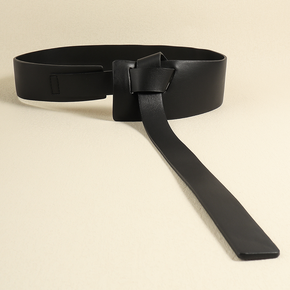 Casual Simple Style Solid Color Pu Leather Knot Artificial Leather Women's Leather Belts display picture 3