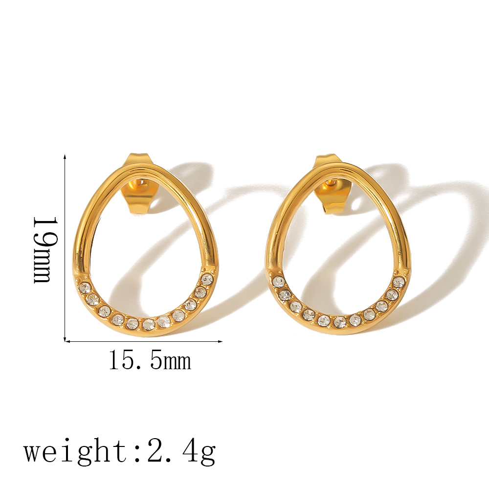 1 Pair Elegant Glam Crown Fish Tail Polishing Plating Inlay 304 Stainless Steel Zircon 18K Gold Plated Ear Studs display picture 4
