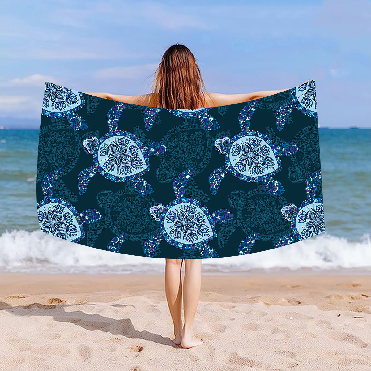 Vacation Tortoise Mermaid Superfine Fiber Beach Towel display picture 4