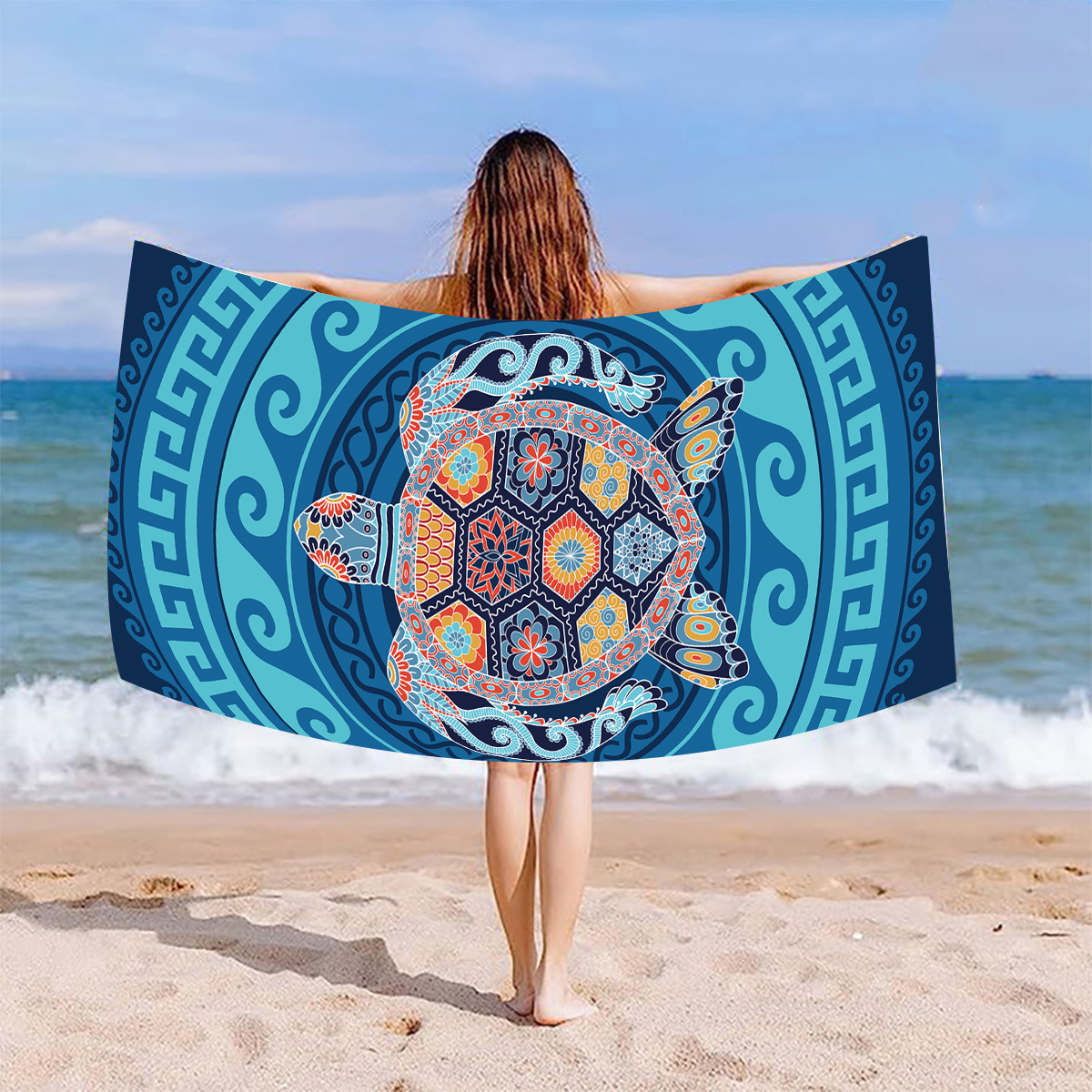 Vacation Tortoise Mermaid Superfine Fiber Beach Towel display picture 6