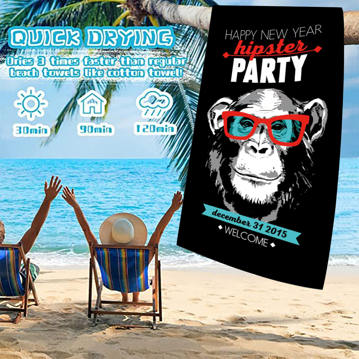 Vacation Lion Monkey Jaguar Superfine Fiber Beach Towel display picture 5