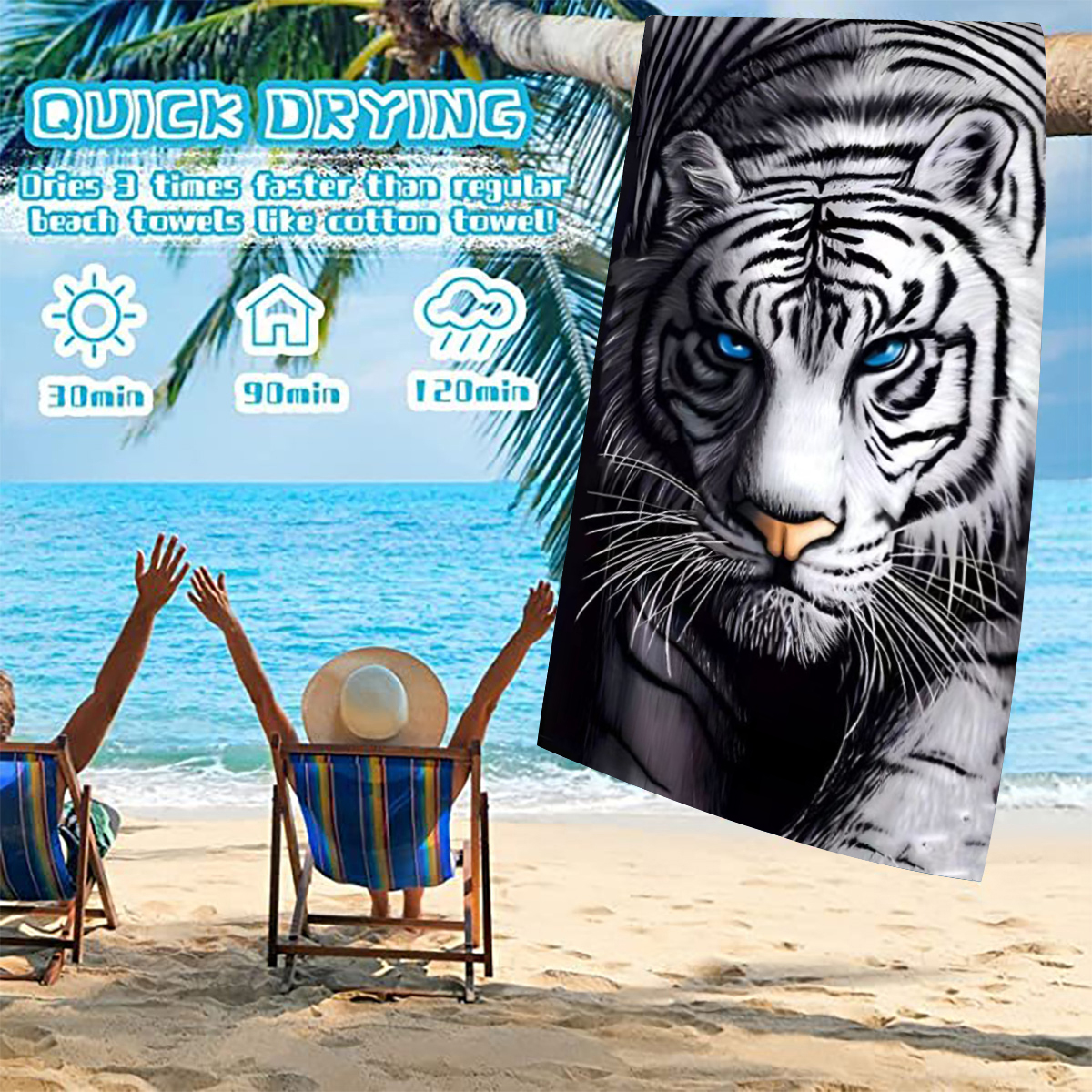 Vacation Lion Monkey Jaguar Superfine Fiber Beach Towel display picture 6