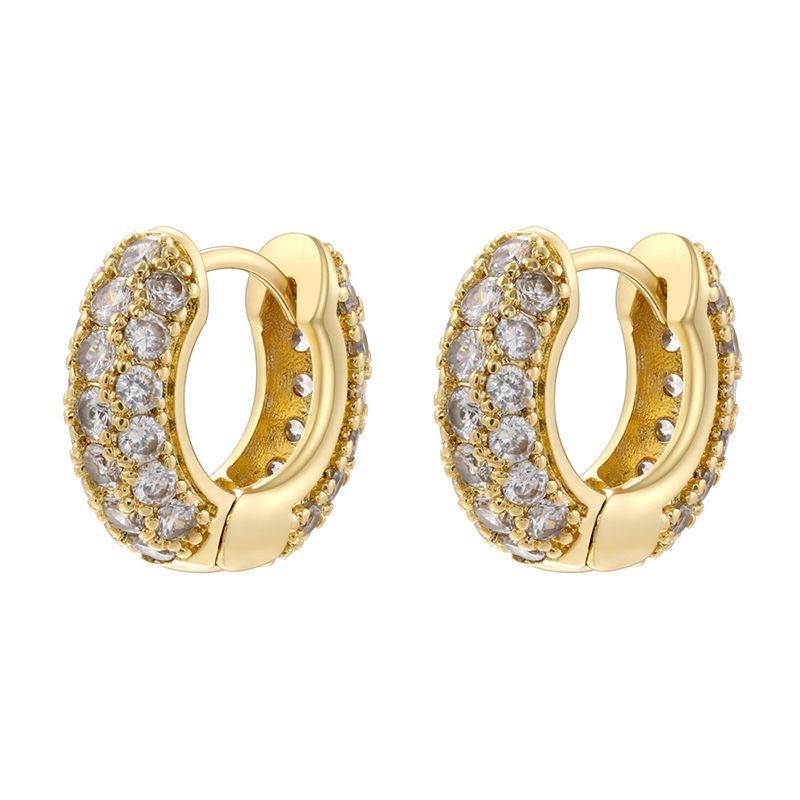 1 Pair IG Style Luxurious Shiny Round Inlay Copper Zircon 18K Gold Plated Earrings display picture 6