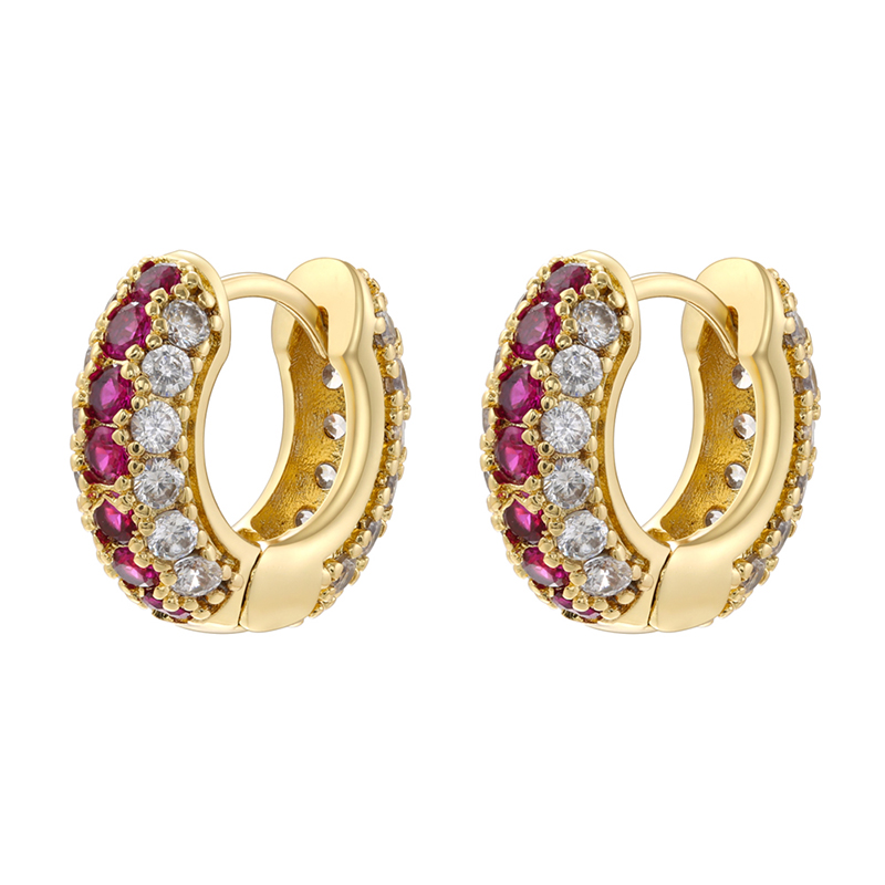 1 Pair IG Style Luxurious Shiny Round Inlay Copper Zircon 18K Gold Plated Earrings display picture 5