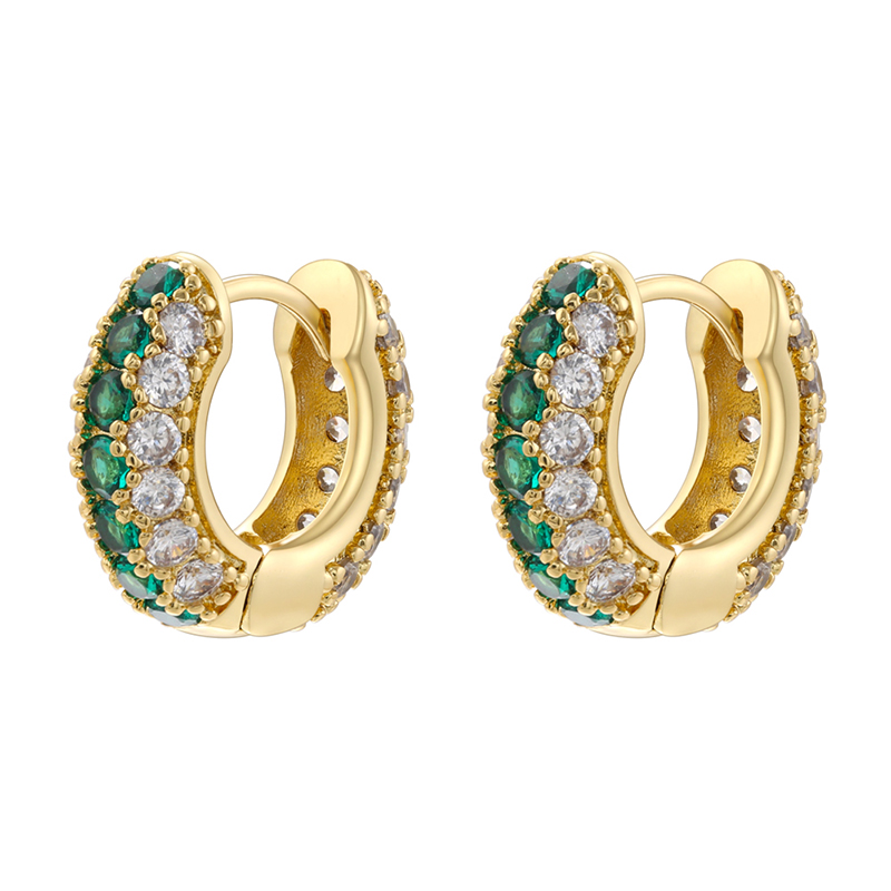 1 Pair IG Style Luxurious Shiny Round Inlay Copper Zircon 18K Gold Plated Earrings display picture 8