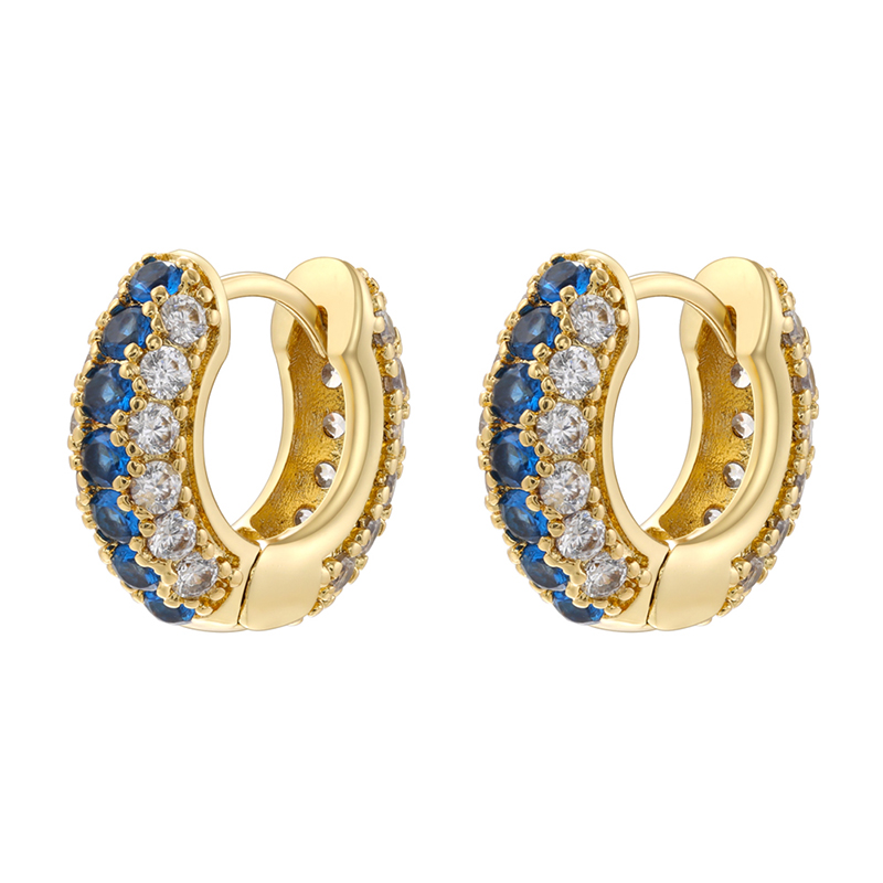 1 Pair IG Style Luxurious Shiny Round Inlay Copper Zircon 18K Gold Plated Earrings display picture 7