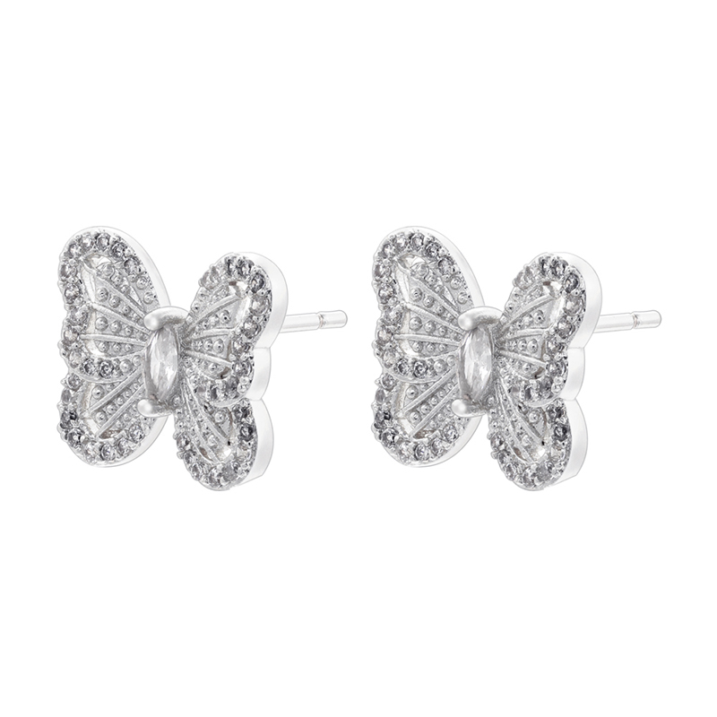 1 Pair Casual Elegant Simple Style Tortoise Butterfly Inlay Copper Zircon 18K Gold Plated Ear Studs display picture 9