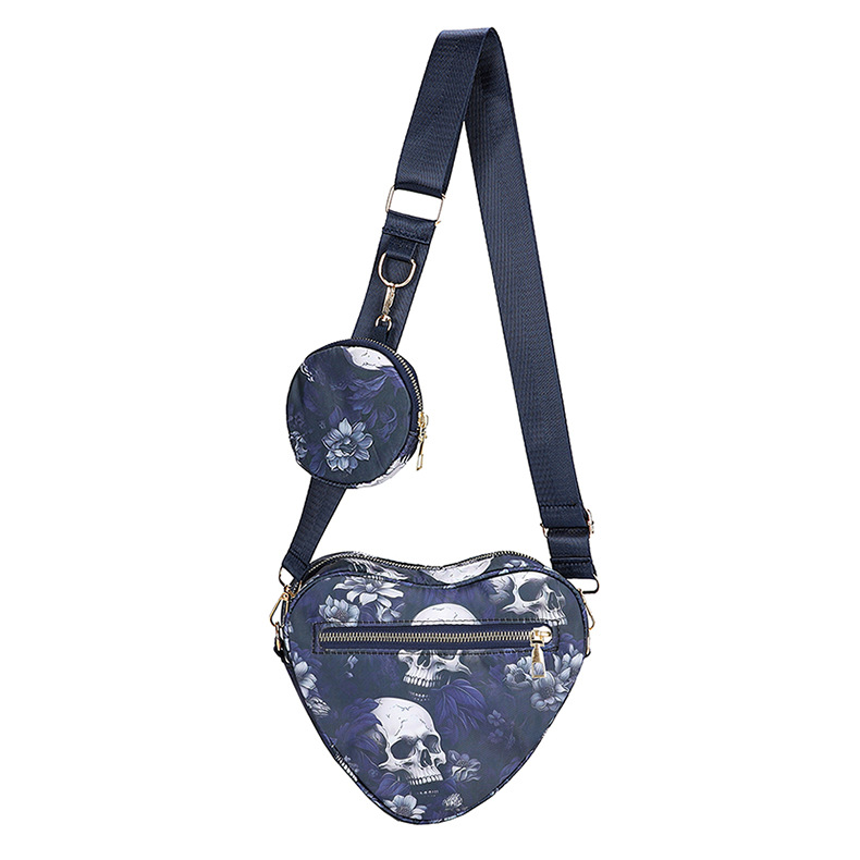 Women's Small Oxford Cloth Skull Streetwear Heart-shaped Zipper Bag Sets Crossbody Bag display picture 13