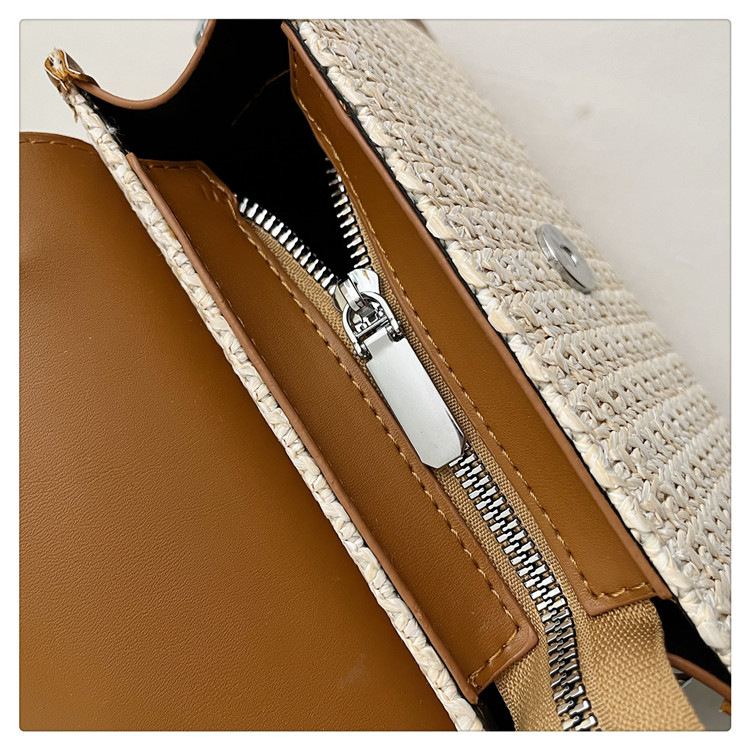 Women's Small Straw Color Block Vacation Beach Square Flip Cover Crossbody Bag Straw Bag display picture 11
