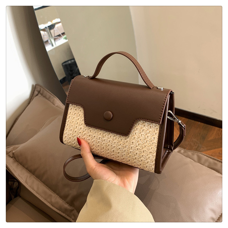 Women's Small Straw Color Block Vacation Beach Square Flip Cover Crossbody Bag Straw Bag display picture 16