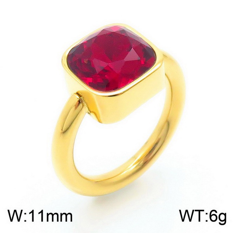 Stainless Steel 18K Gold Plated Simple Style Classic Style Plating Inlay Square Artificial Crystal Rings display picture 1