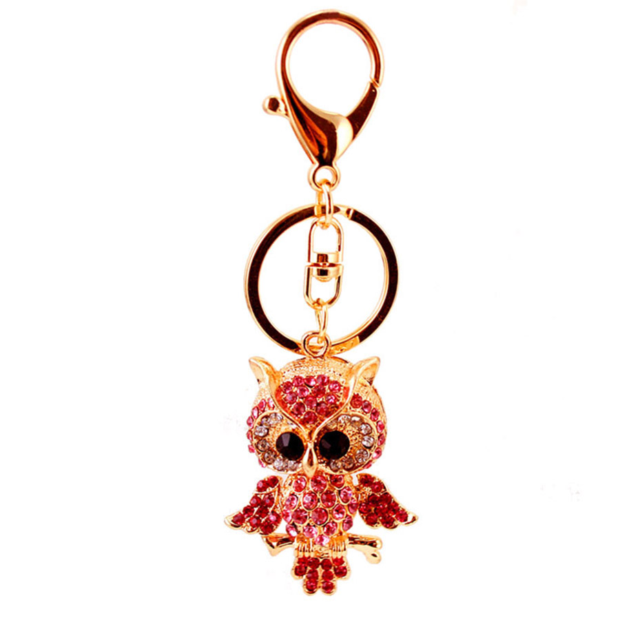 Cute Owl Alloy Plating Inlay Rhinestones Unisex Bag Pendant Keychain display picture 4