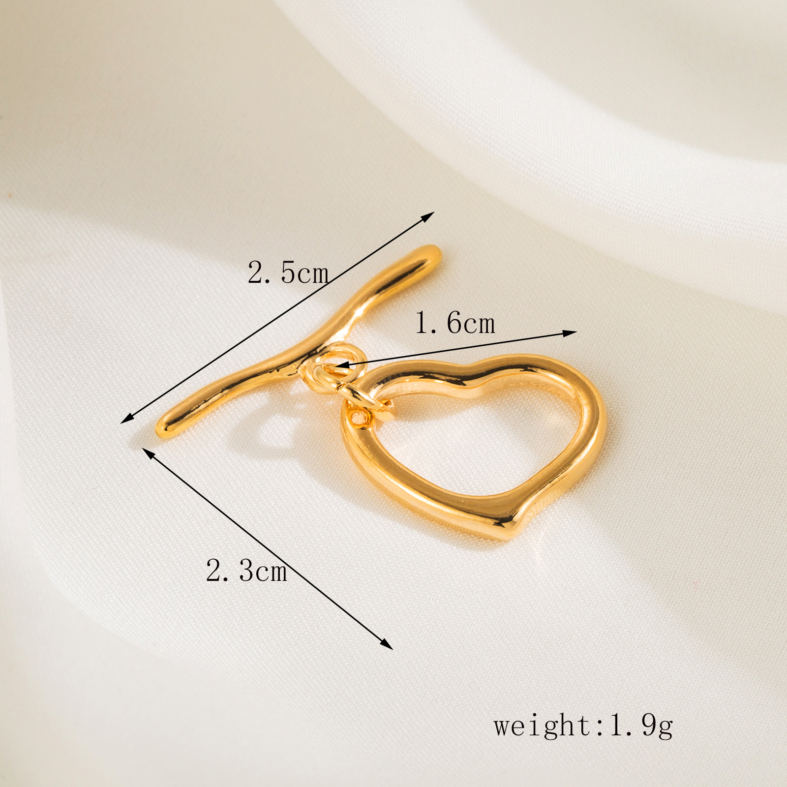 5 PCS/Package 20 * 27mm 22 * 23mm 26.4 * Mm Copper 14K Gold Plated Heart Shape Polished Connectors Jewelry Buckle display picture 3