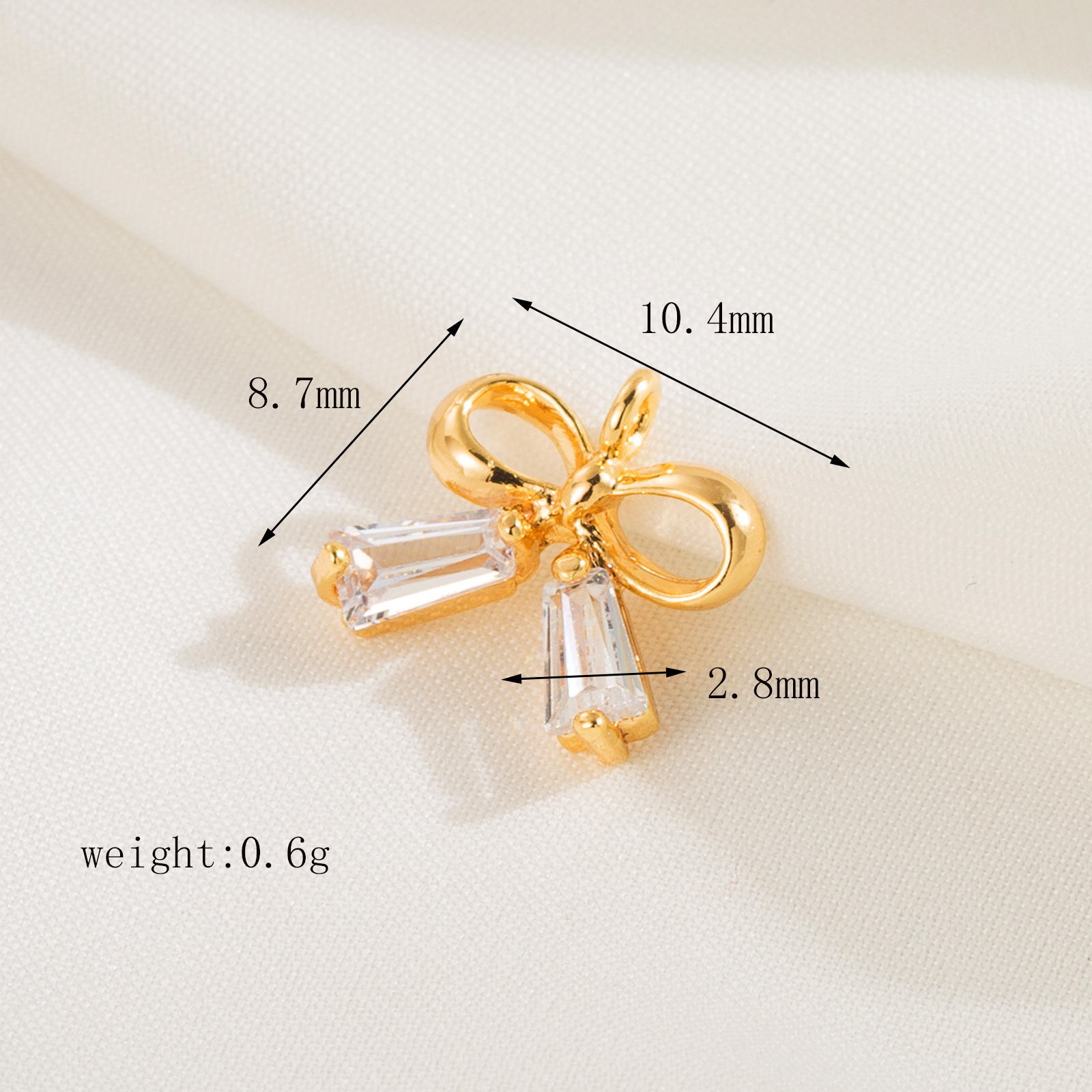 1 Piece 10.4*8.7 11.2*5.3 25.3 * Mm Hole 1~1.9mm Hole 2~2.9mm Copper Zircon 18K Gold Plated Bow Knot Polished Pendant display picture 2