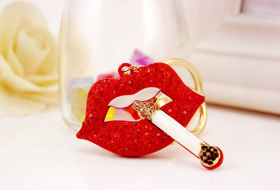 Sexy Lips Alloy Plating Inlay Rhinestones Women's Bag Pendant Keychain display picture 3