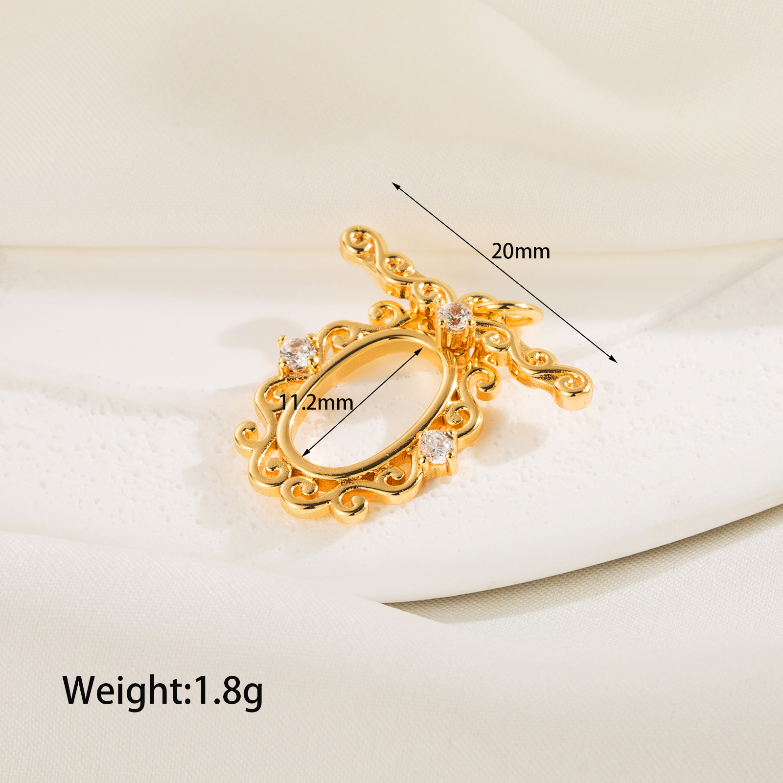 1 Piece 21 * 12mm Copper Zircon 14K Gold Plated Circle Polished OT Buckle Jewelry Buckle display picture 3