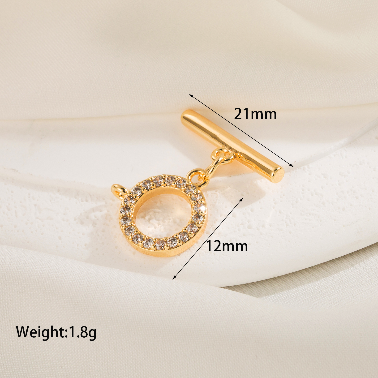 1 Piece 21 * 12mm Copper Zircon 14K Gold Plated Circle Polished OT Buckle Jewelry Buckle display picture 4