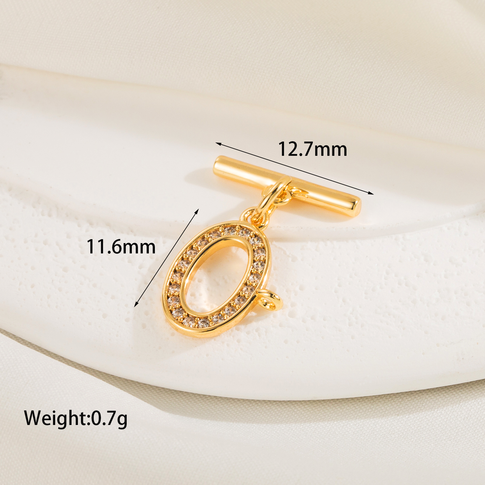 1 Piece 21 * 12mm Copper Zircon 14K Gold Plated Circle Polished OT Buckle Jewelry Buckle display picture 2