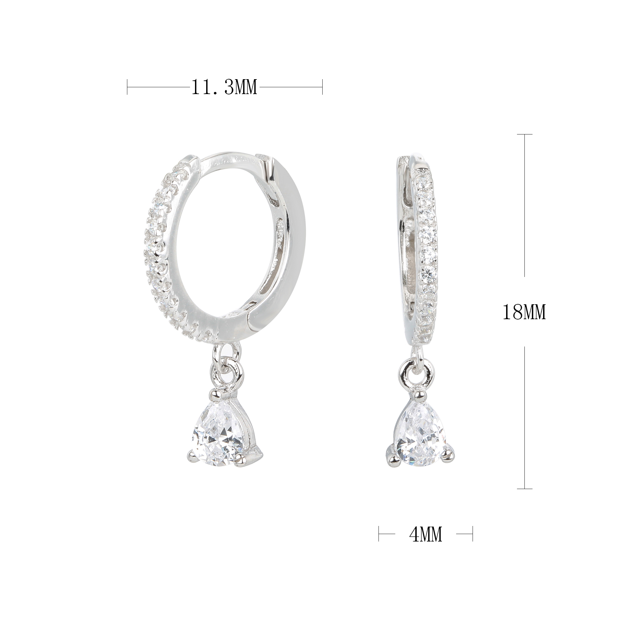 1 Pair Luxurious Round Water Droplets Inlay Sterling Silver Zircon Drop Earrings display picture 3