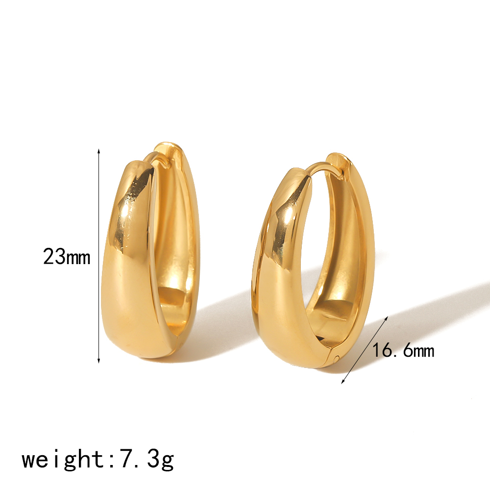 1 Pair Elegant Simple Style Solid Color Polishing Plating 304 Stainless Steel 18K Gold Plated Earrings display picture 6