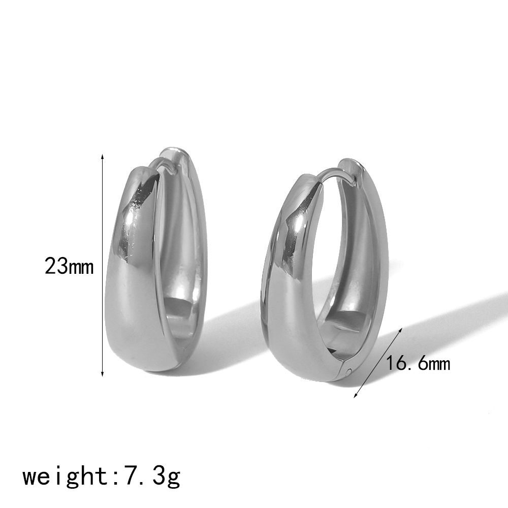 1 Pair Elegant Simple Style Solid Color Polishing Plating 304 Stainless Steel 18K Gold Plated Earrings display picture 5