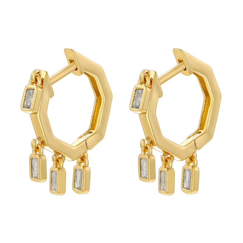 1 Pair Simple Style Solid Color Plating Inlay Copper Zircon 18K Gold Plated Drop Earrings display picture 4