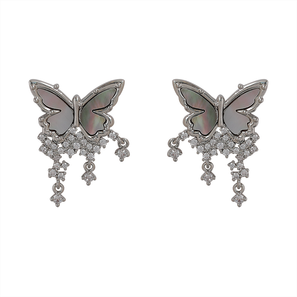 1 Pair Simple Style Butterfly Plating Copper 18K Gold Plated Drop Earrings display picture 1