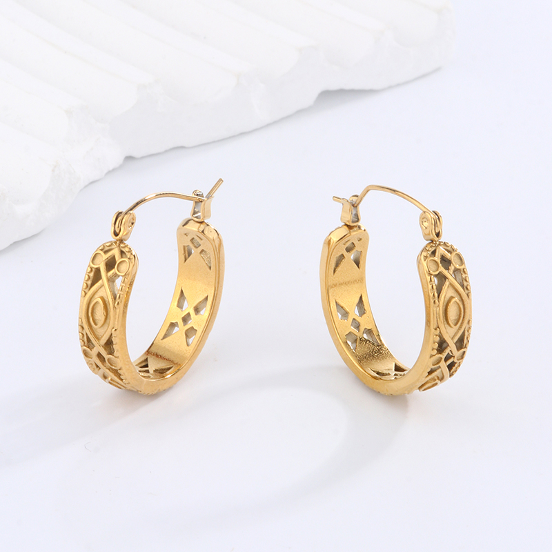 1 Pair Retro Artistic Geometric Plating Inlay 304 Stainless Steel Imitation Pearl Artificial Pearls 18K Gold Plated Earrings display picture 4