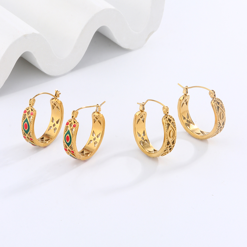1 Pair Retro Artistic Geometric Plating Inlay 304 Stainless Steel Imitation Pearl Artificial Pearls 18K Gold Plated Earrings display picture 6