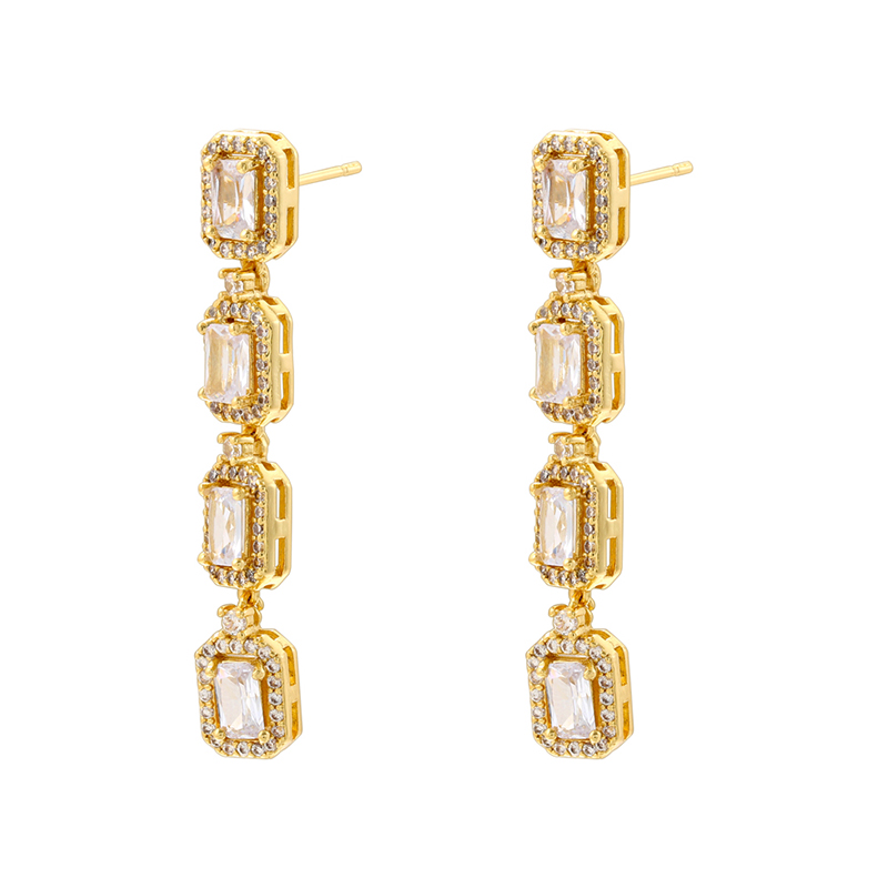 1 Pair Casual Elegant Solid Color Plating Inlay Copper Zircon 18K Gold Plated Drop Earrings display picture 3