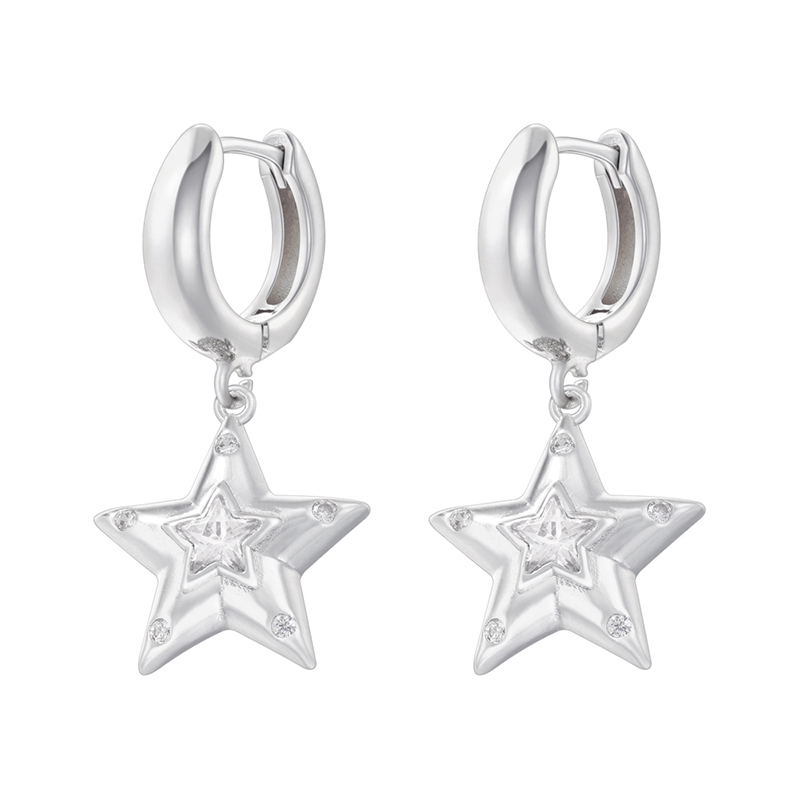 1 Pair Casual Elegant Cute Pentagram Plating Inlay Copper Zircon 18K Gold Plated Drop Earrings display picture 2