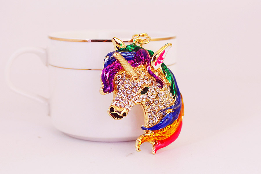 Lindo Unicornio Aleación De Zinc Enchapado Embutido Diamantes De Imitación Mujeres Colgante De Bolsa Llaveros display picture 3