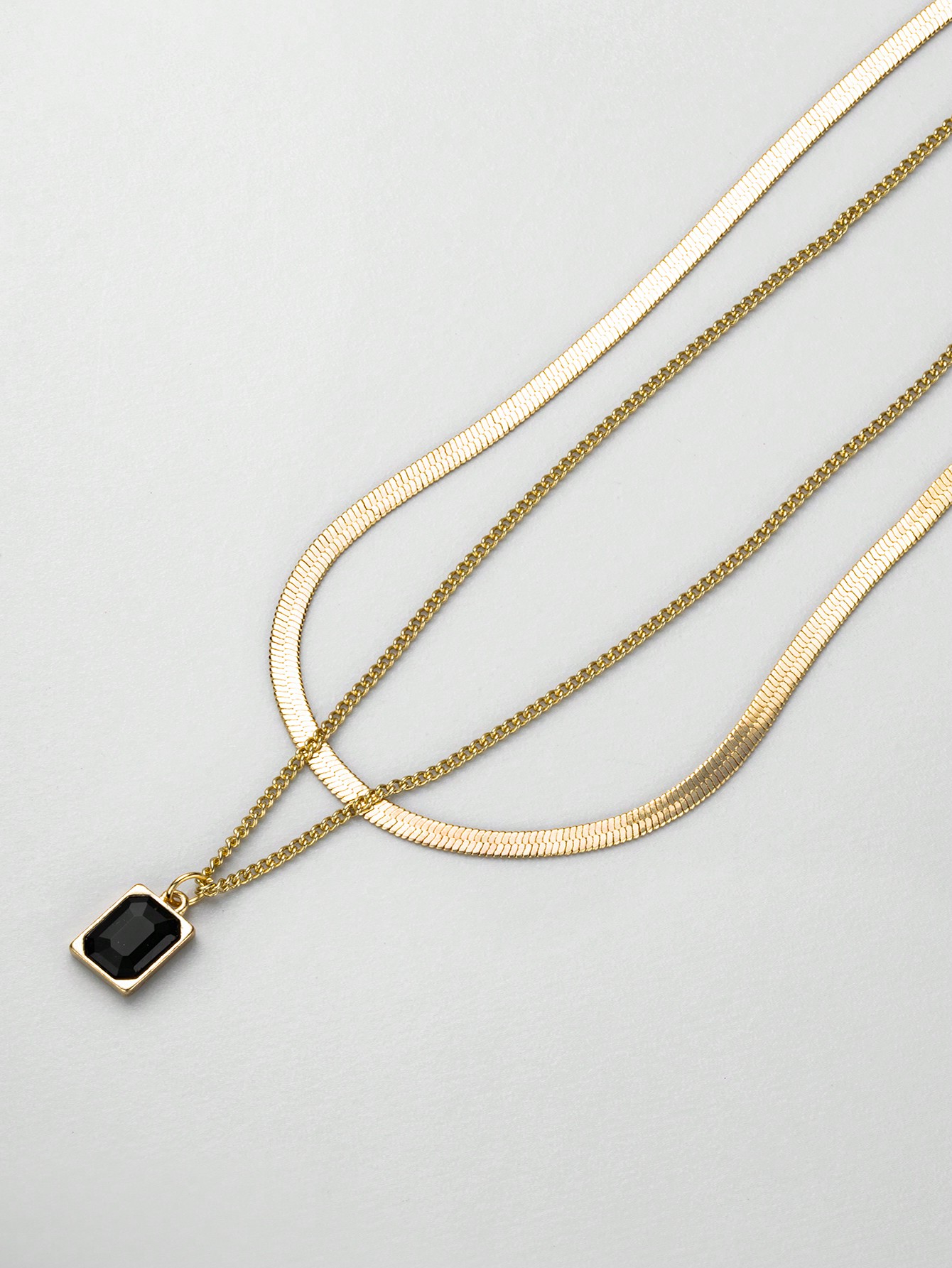 Wholesale Jewelry Simple Style Classic Style Square Alloy Glass 14K Gold Plated Inlay Layered Necklaces display picture 3