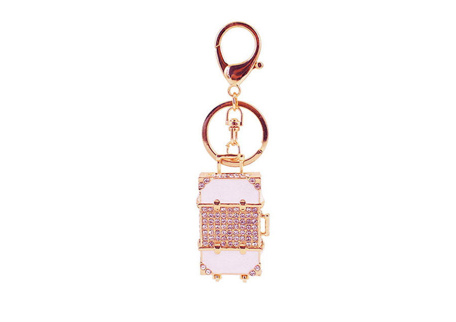 Simple Style Luggage Zinc Alloy Plating Inlay Rhinestones Women's Bag Pendant Keychain display picture 4