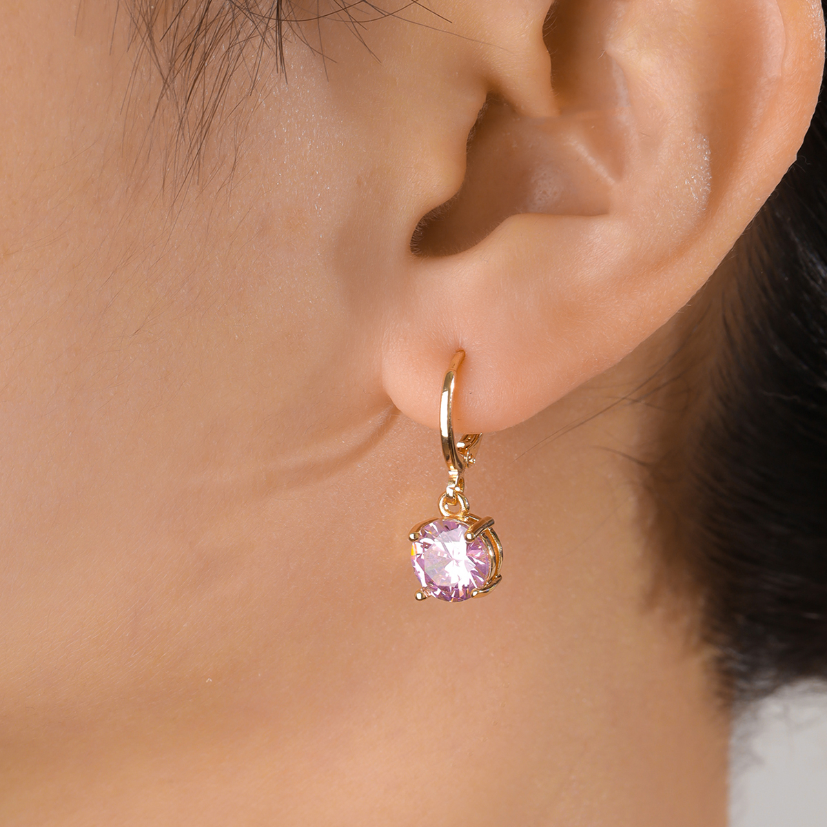 1 Pair Simple Style Shiny Round Inlay Copper Zircon 18K Gold Plated Drop Earrings display picture 5