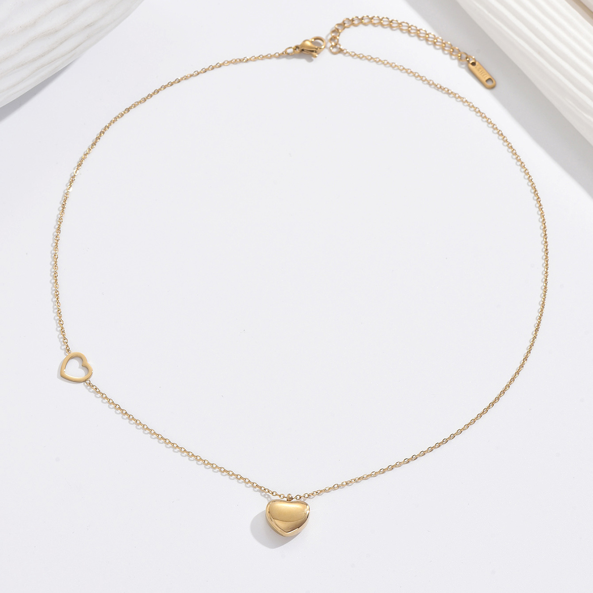 304 Stainless Steel 14K Gold Plated Elegant Romantic Classic Style Plating Heart Shape Double Layer Necklaces display picture 3